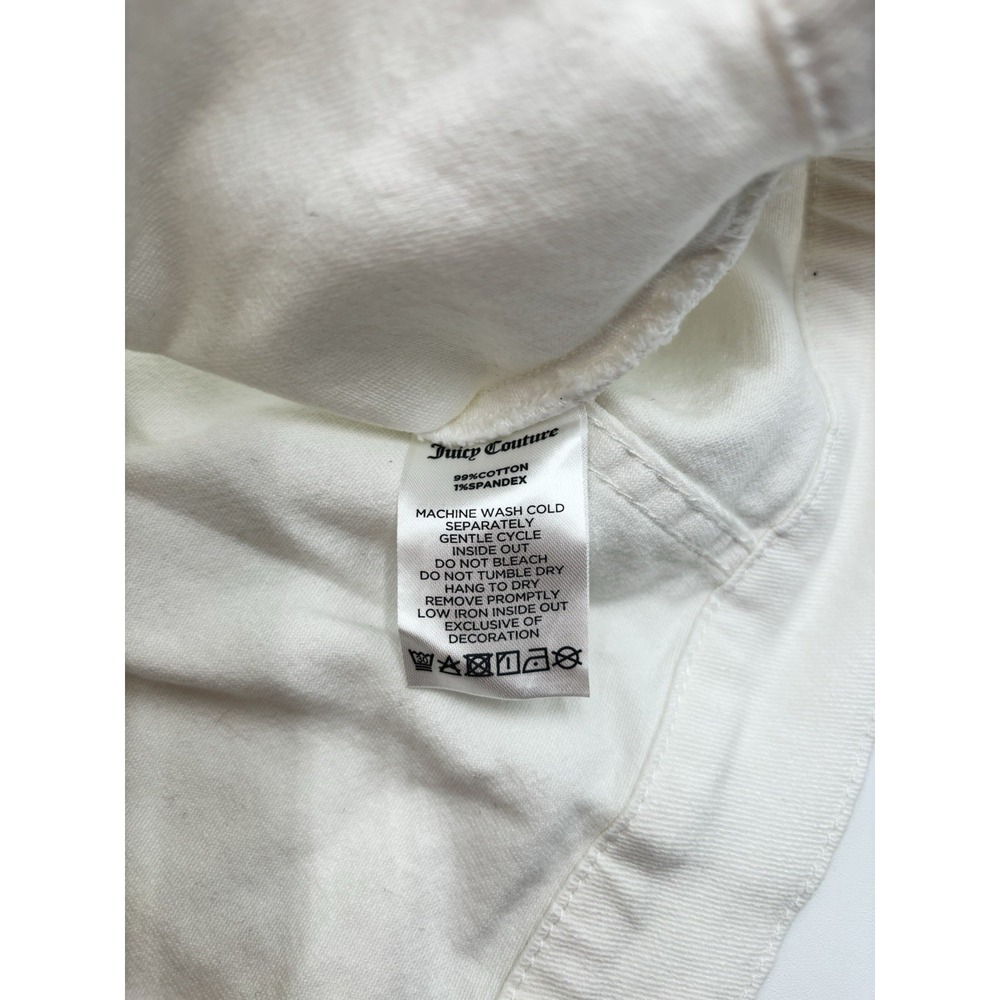 Juicy Couture White Denim Vest Rhinestone Juicy Back Y2K Cropped Jean Vest - Picture 5 of 6